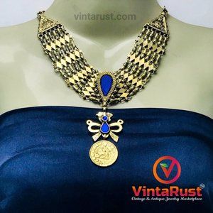 Birds Golden Necklace With Earring, Traditional Afghan Birds Jewelry Set, Tribal